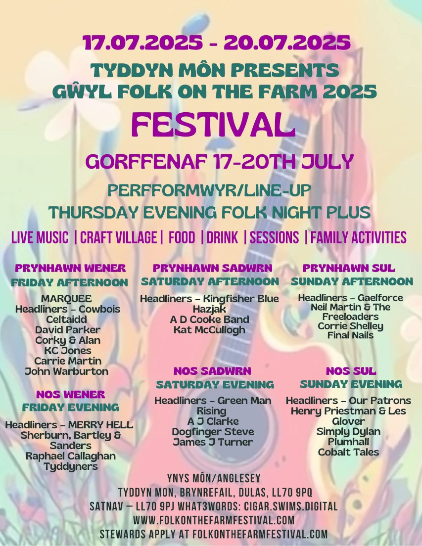 Greenman Rising wiol be headlining Saturday night at Folk on the Farm, Anglsey